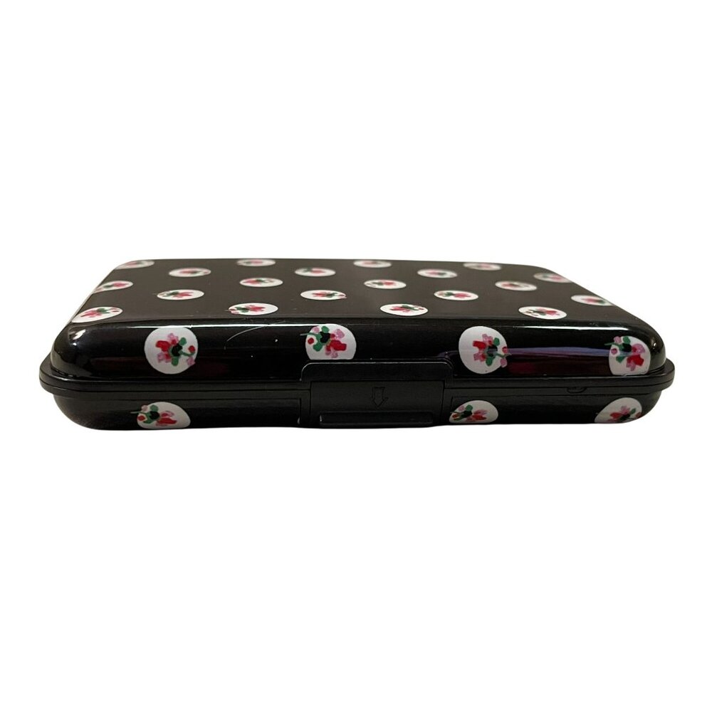 Isaac Mizrahi New York RFID Card Holder Used Black Floral - Picture 11 of 14